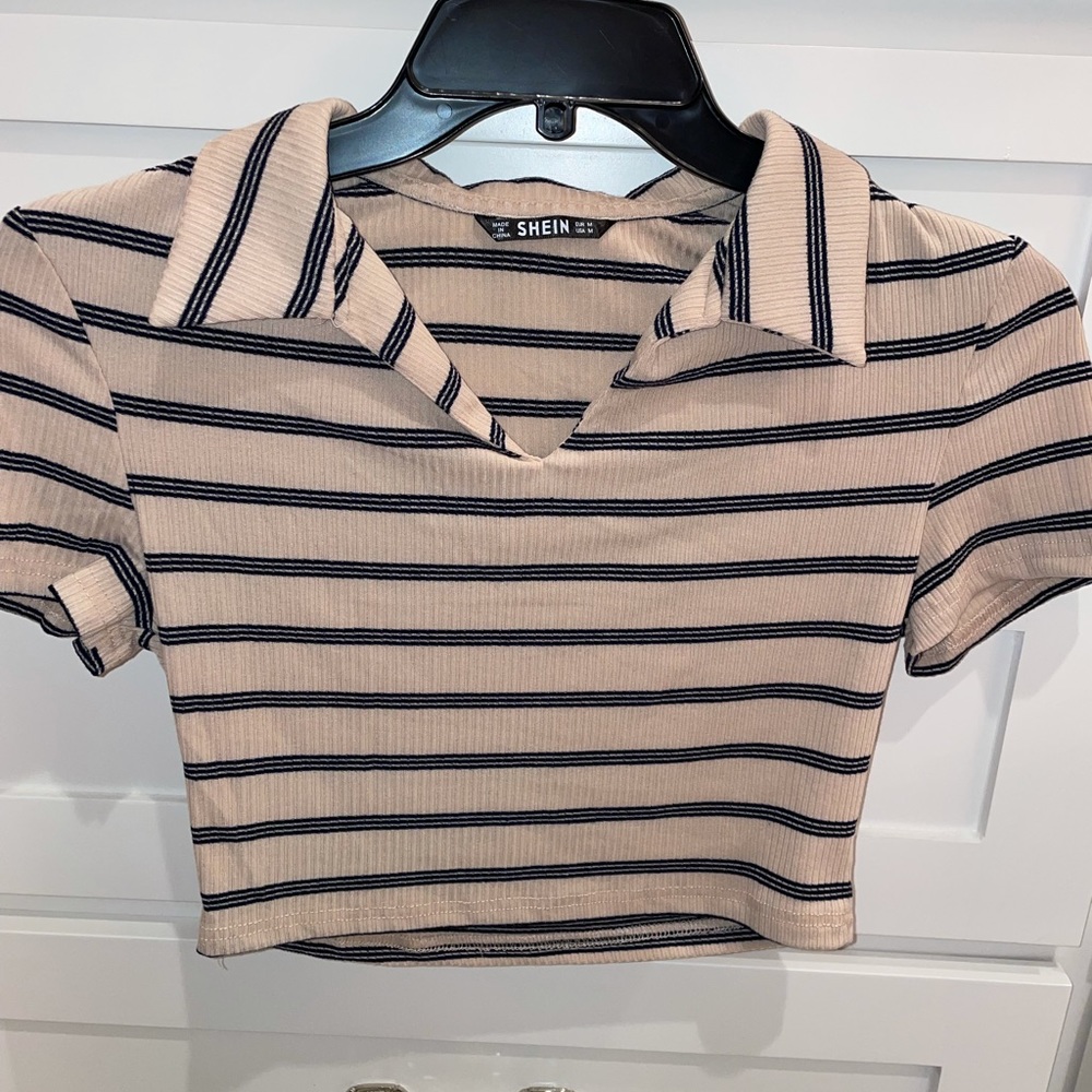 SHEIN Striped brown and black cropped top